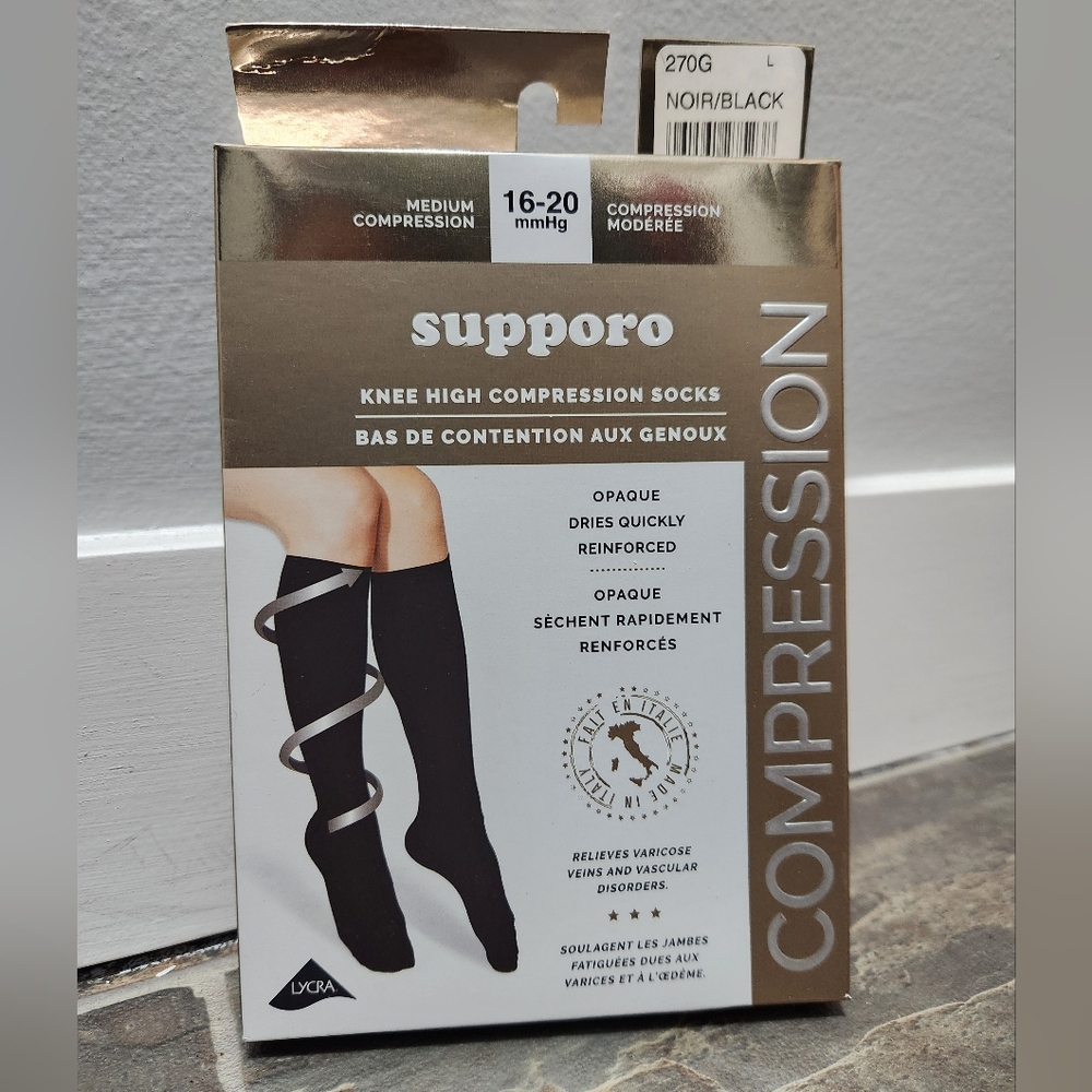 New Black Opaque Compression Socks